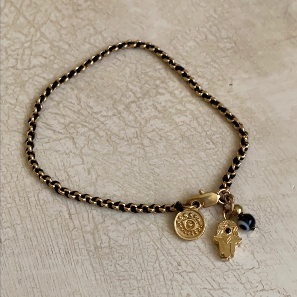Blee Inara black braided, gold chain bracelet
